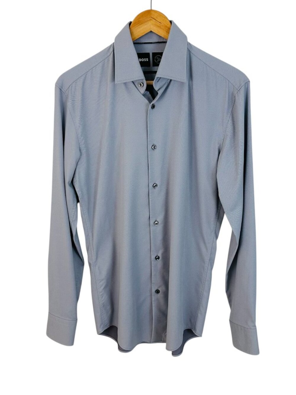 Boss Men's Size S Performance Slim Fit Lightweight Button Front Blue Gray Shirt